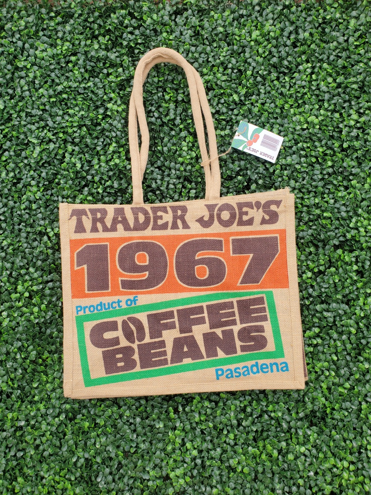 Trader Joe’s Reusable Tote Bag – Coffee Beans 1967 Pasadena Design🔴🟢 2026 NEW