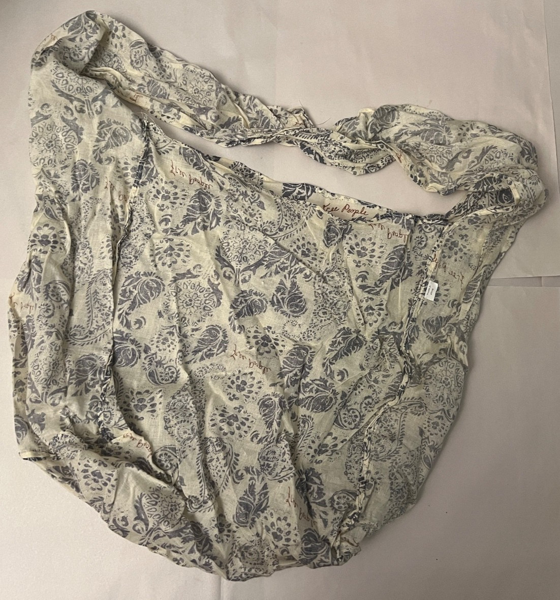 3 X Free People Linen Cloth Lightweight Shopping Bags Gray White Paisley Boho
