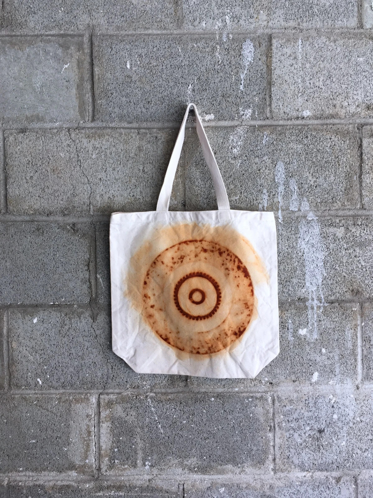 Organic Cotton Farmers Market Tote Bag Rust Dyed Gears Handmade 15×14.25 Large