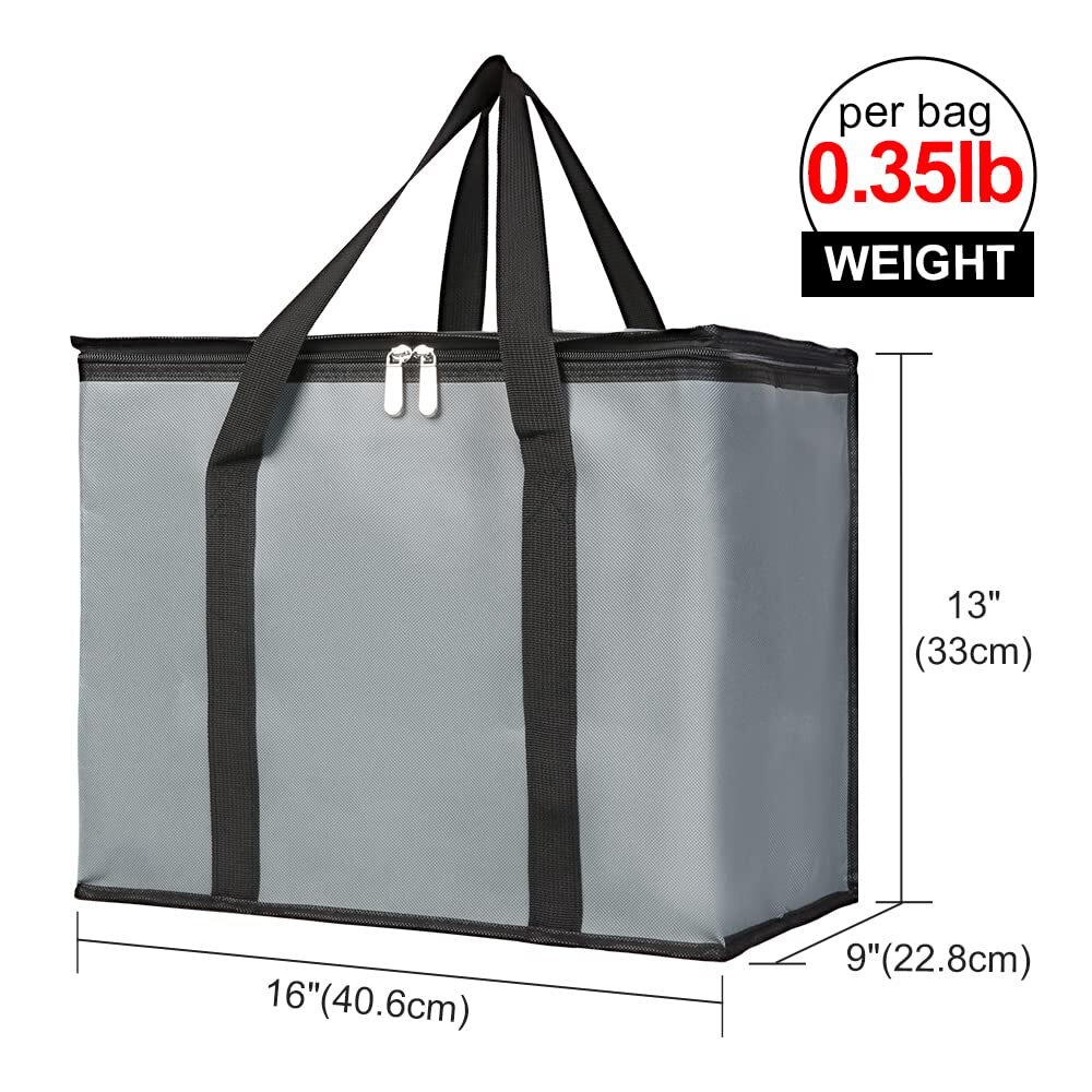 2-Pack Insulated Reusable Grocery Bag w/ Zippered Top, X-Large Frozen Foods Cold