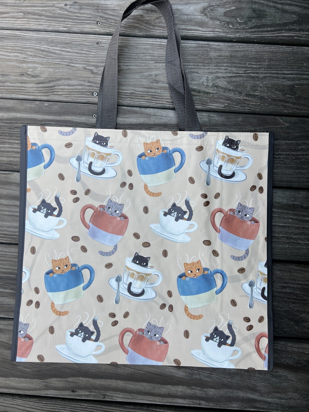 NEW CATS Reusable Shopping Bag TJX Tote CATS Cats & COFFEE-CUPS☕️
