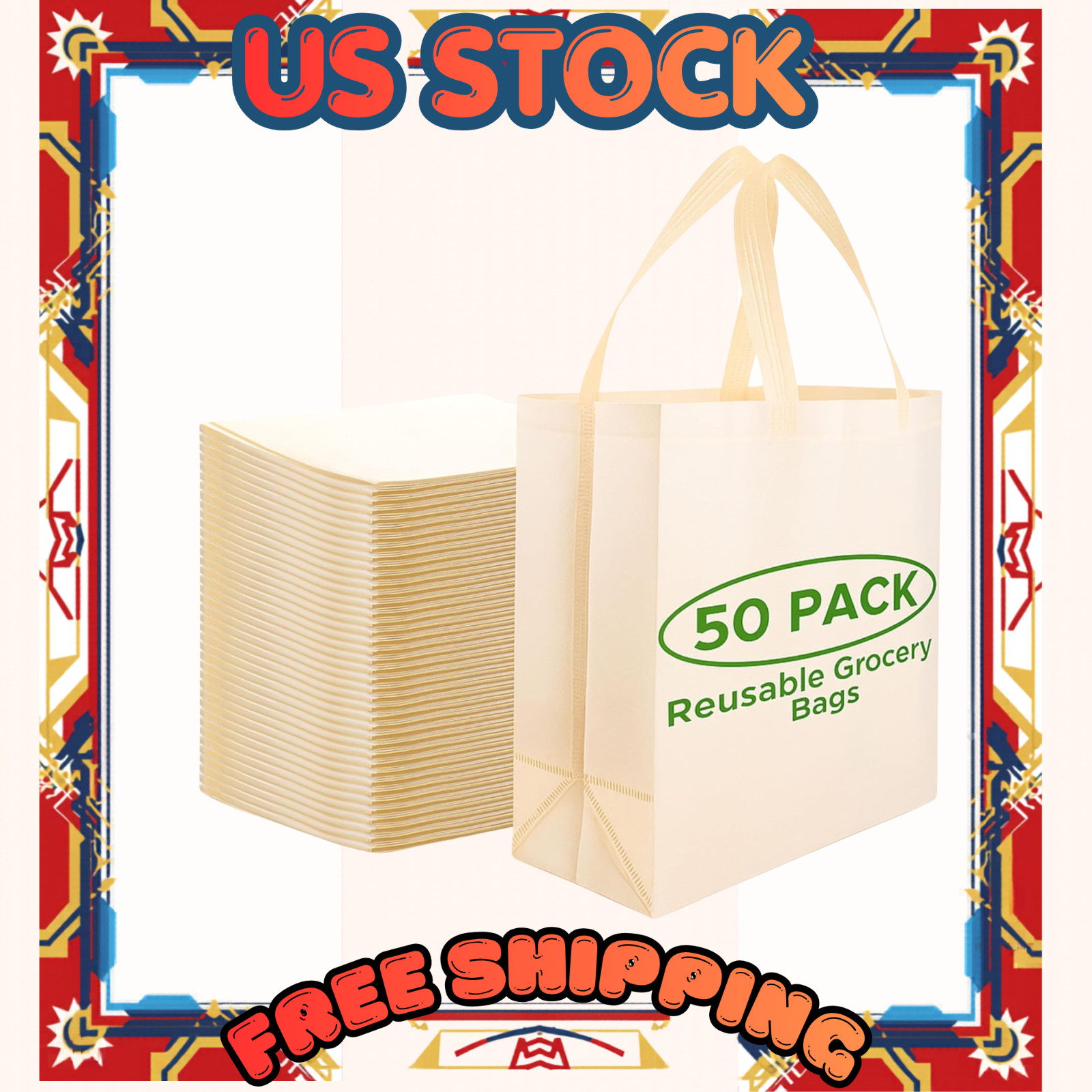 Reusable Grocery Bags Eco-Friendly – Large Reusable Shopping Bags