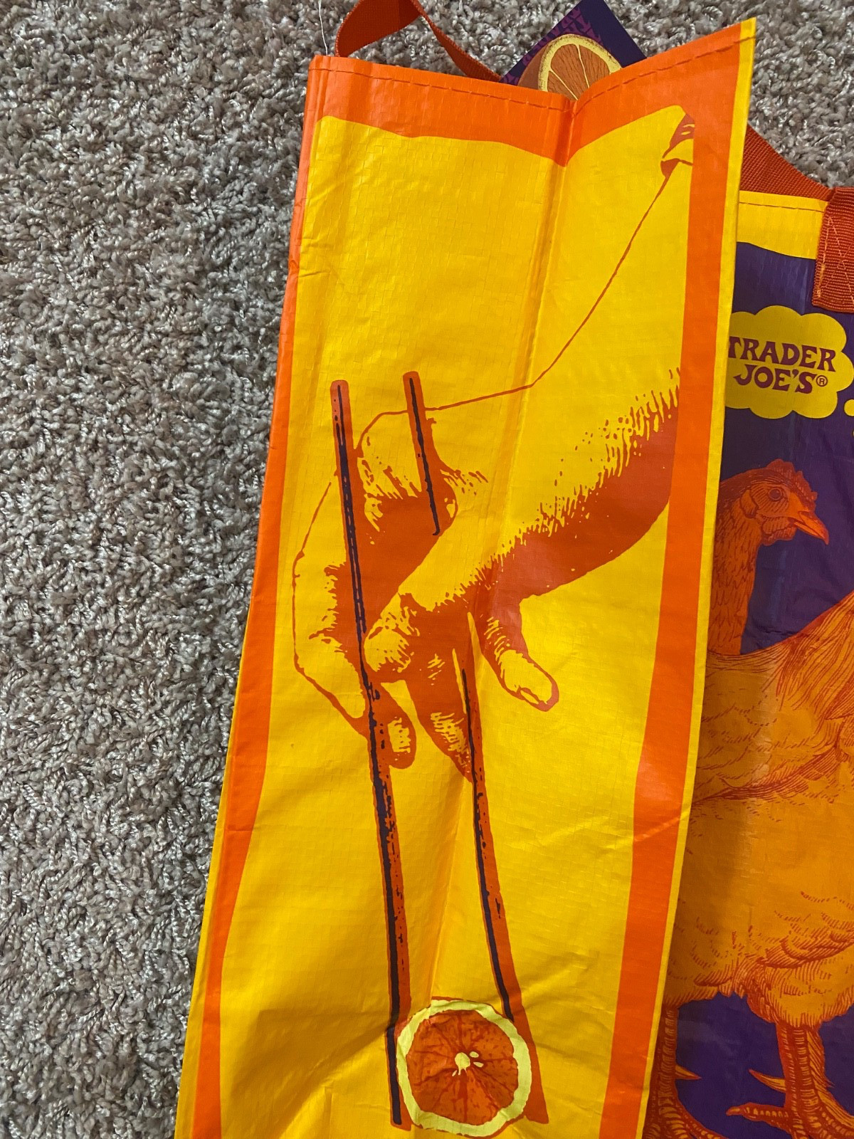TRADER JOE’S “ORANGE CHICKEN” Rare Reusable Shopping Bag New With Tags NWT