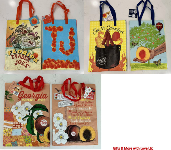 Trader Joe NWT STATE SHOPPING REUSABLE ECO-FRIENDLY GREEN TOTE BAG 💚 FL SC GA