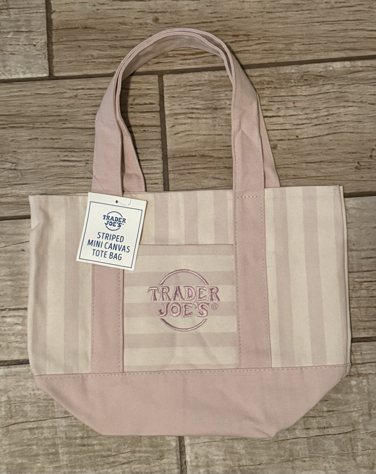 Trader Joe’s Striped Mini Canvas Tote Bag Multicolor Set of 3 Small 13x6x10