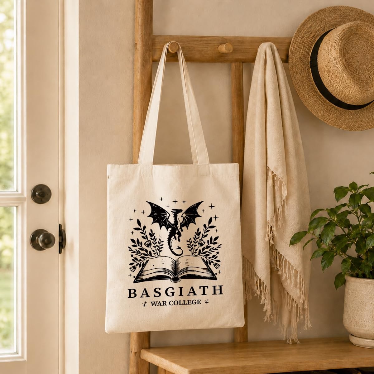 Funny Canvas Tote Bag, Basgiath War College Tote Bag, Casual Canvas Totes for…