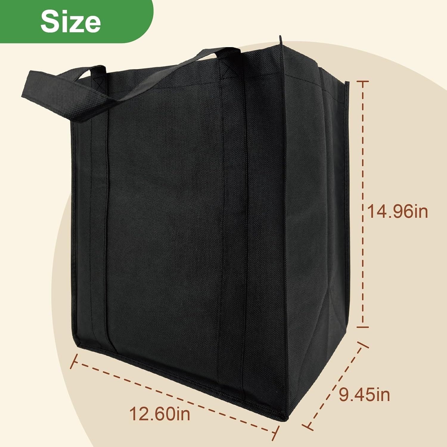 10 Pack Reusable Shopping Bags – 14.9×12.6×9.4 Inth Bulk Tote Bag for Grocery wi