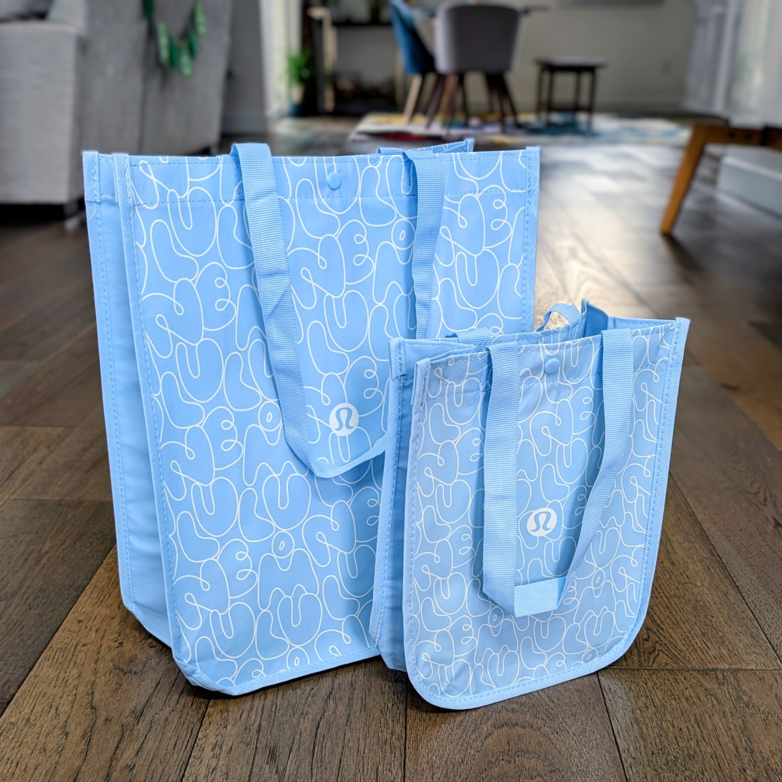 Lululemon Large Small Shopping Totes Lunch Bags 🩵 Light Blue 🩵 **NEW!**
