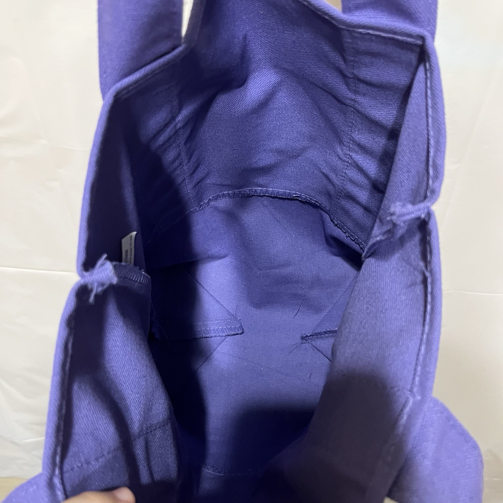 Trader Joe’s Purple Canvas Reusable Shopping Bag Foldable Solid Plain Tote