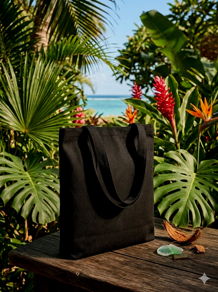 LAST ONE NEW BLACK CANVAS TOTE BAG 11.5 by 9.5