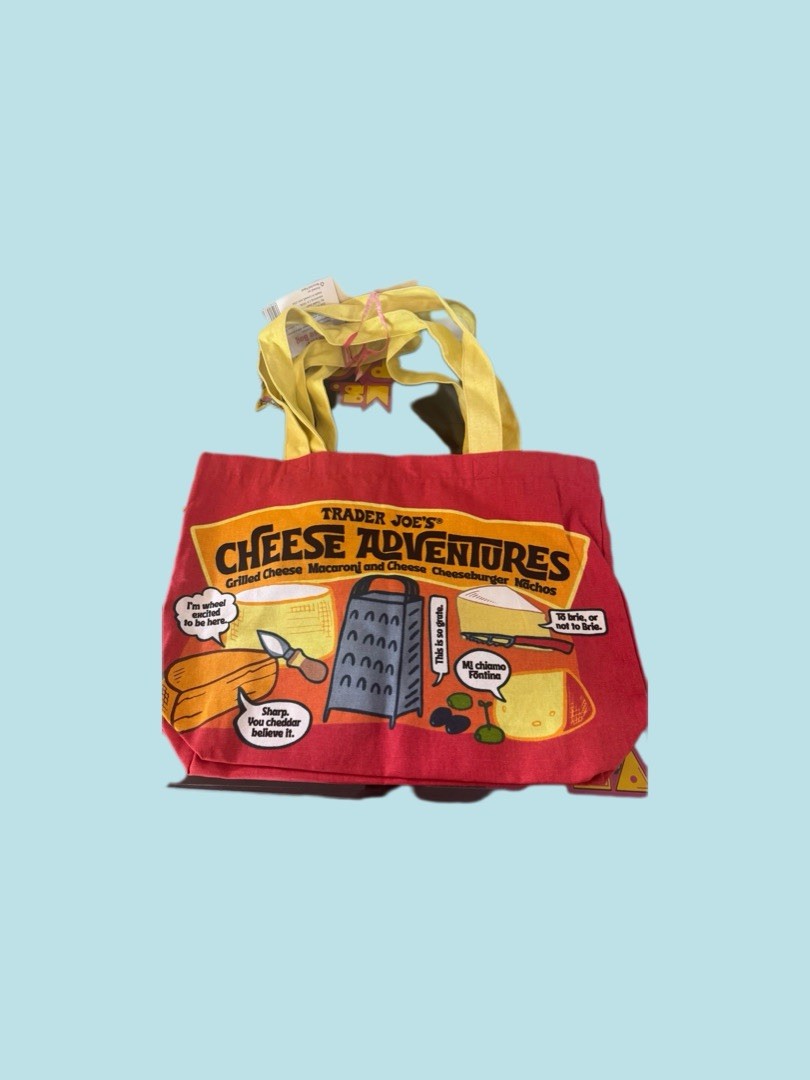 Trader Joe’s NEW🧀 Cheese Adventures reusable canvas shopping bag/tote NWT