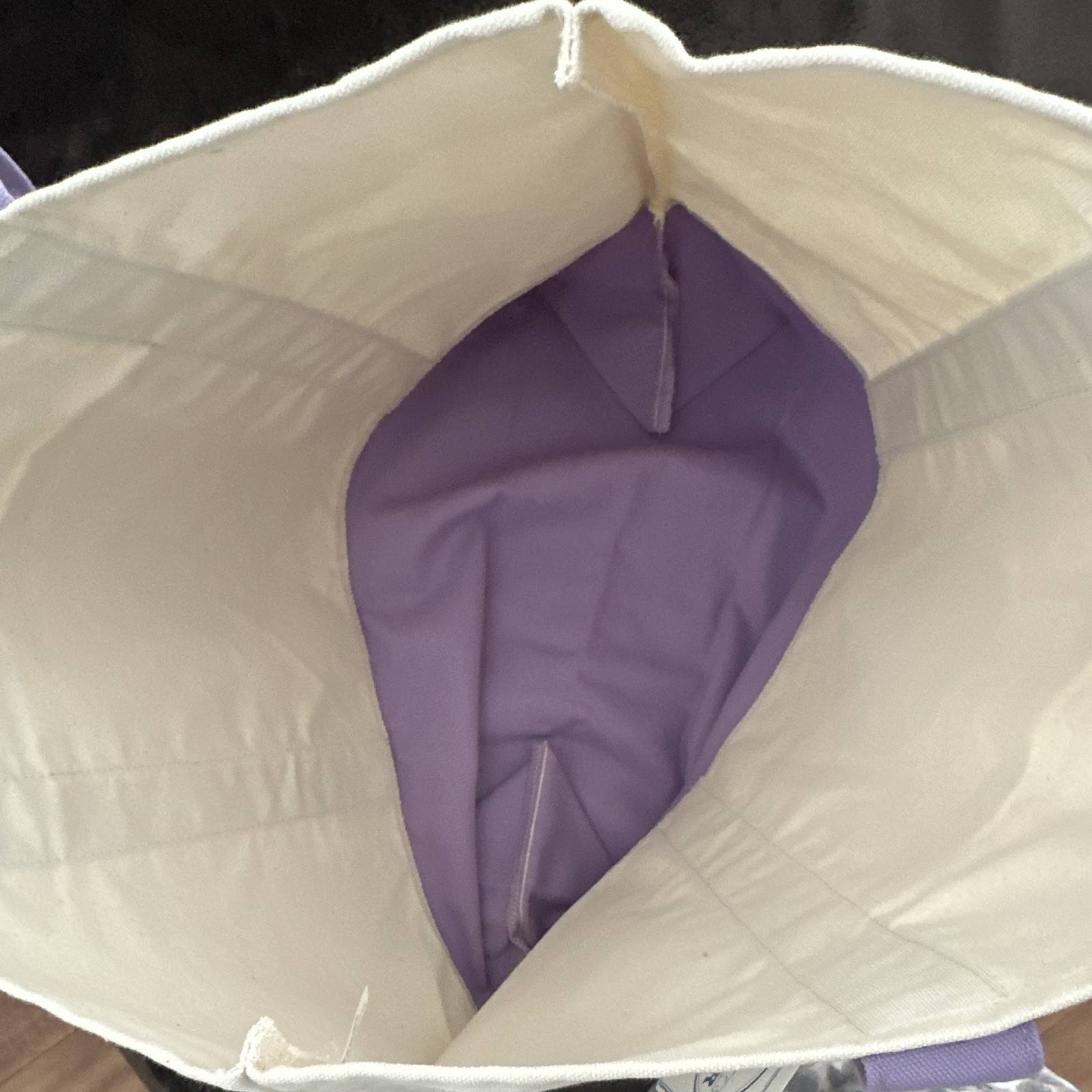 Trader Joe’s Large Canvas Tote Bag Purple/Beige 20in x 12in x 15cm