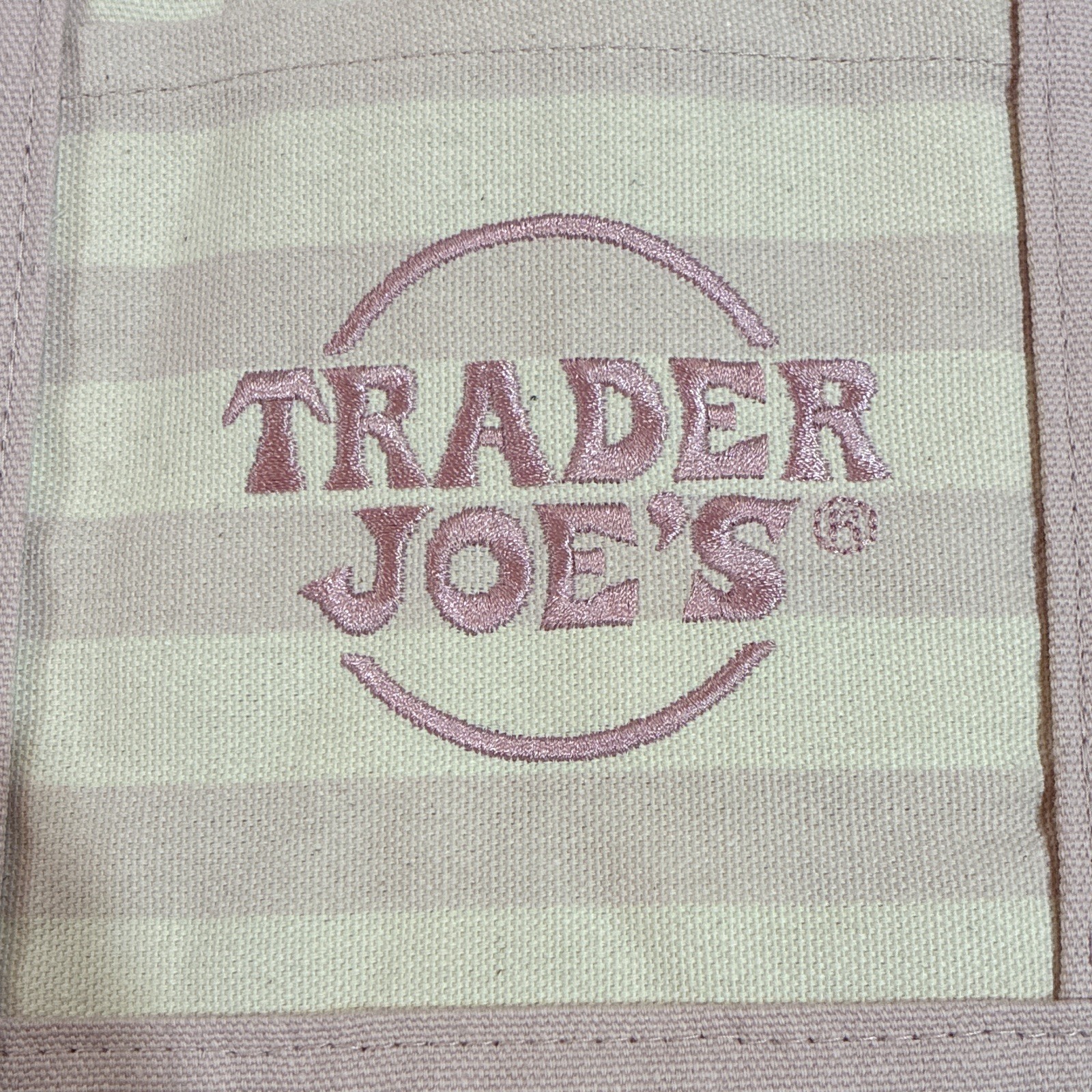 Trader Joe’s Striped Mini Canvas Tote Bag Pink/White 13 in 6W x 6H