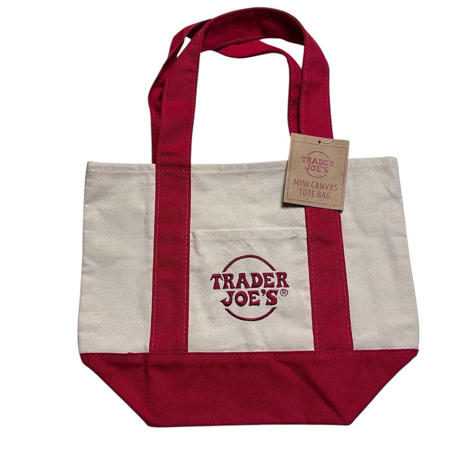 Trader Joe’s Mini Canvas Tote Bags Set of 3 Red Navy Blue & Green NWT