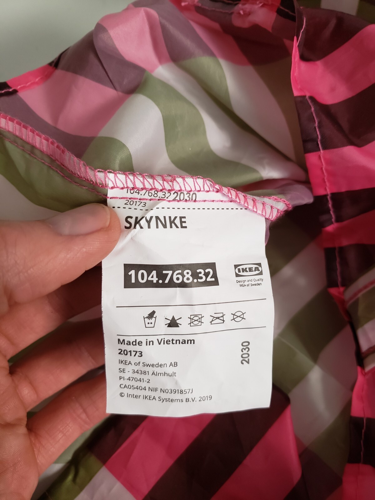 IKEA SKYNKE Striped Small Reusable Bag Pink Red White 104.768.32