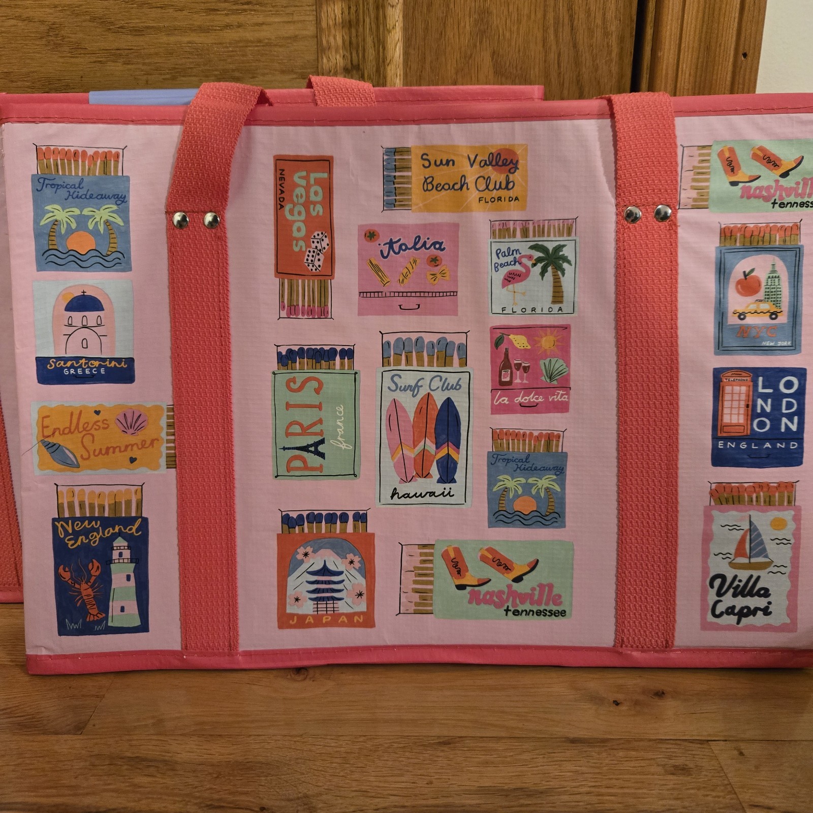 Collapsible Box Tote Reusable Folds Flat Heavy Duty Paris London NYC TN FL NV
