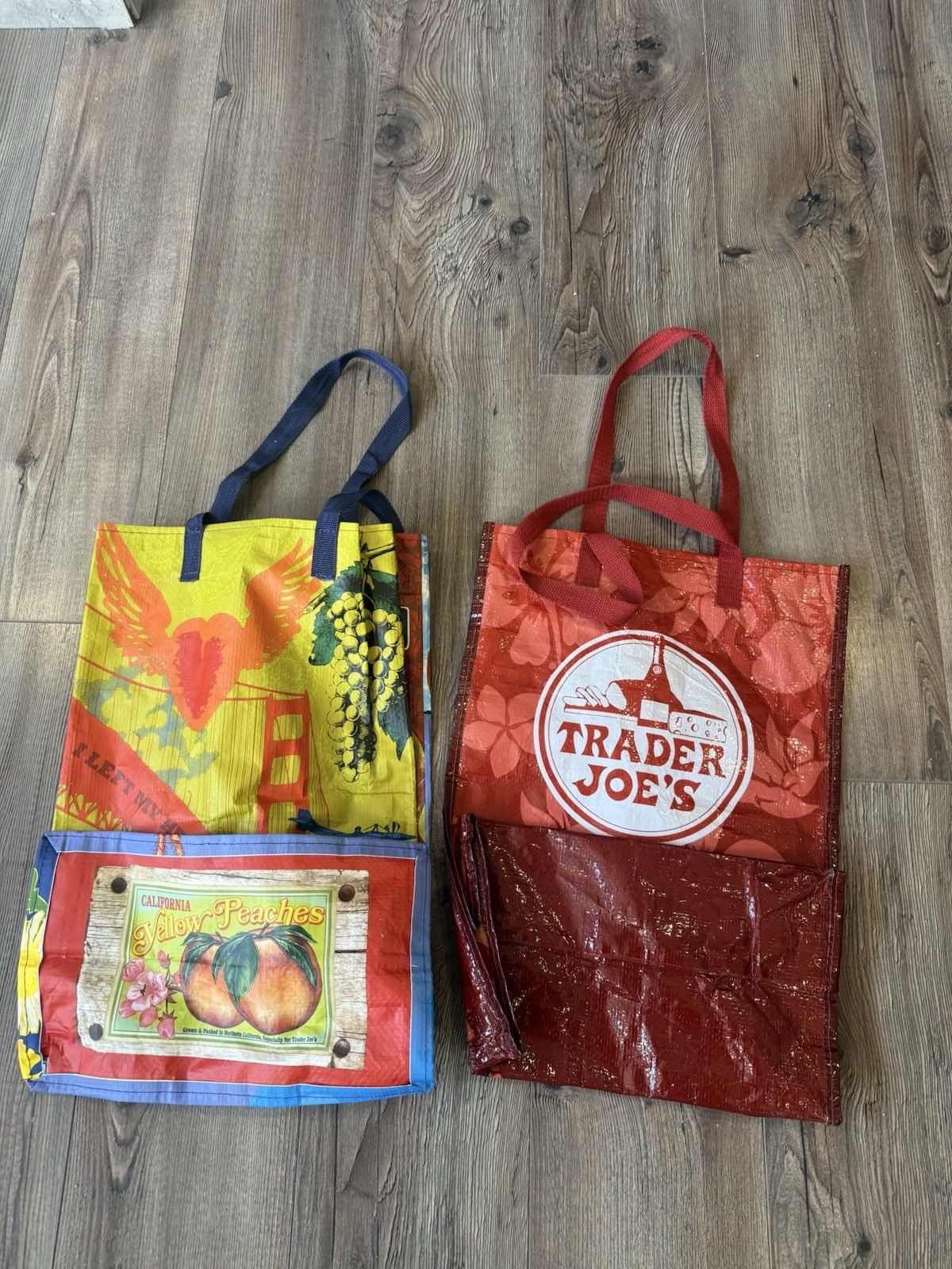 Lot of 2 Trader Joe’s Reusable Tote Bags Rare Hibiscus & California