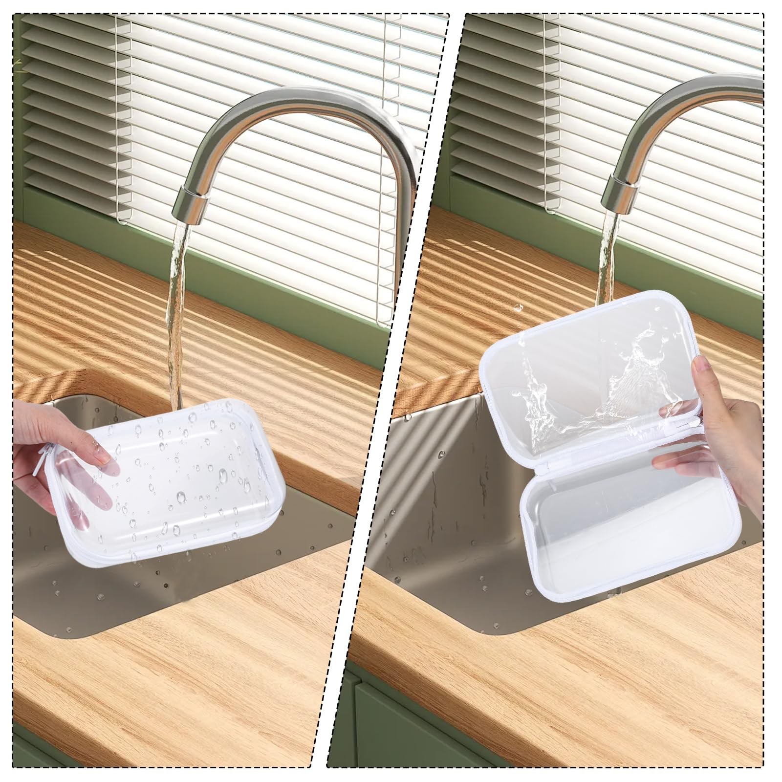 2 Pcs Clear Hard Shell Zipper Case, Portable 4in*1PCS,8in *1PCS, Transparent