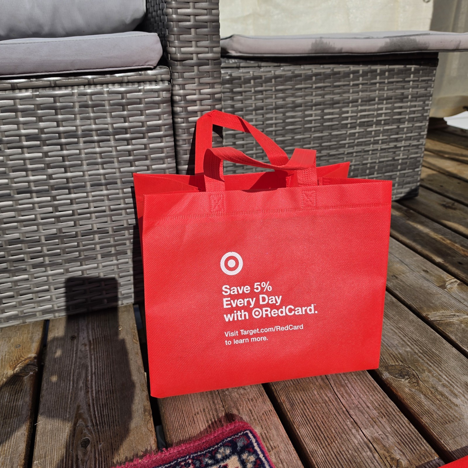 NEW LOT OF 5 COUNT Reusable RED Target Shopping Tote Bag 10x8x12 NEW! US Made