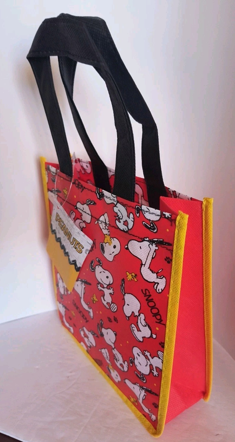 Peanuts Snoopy Woodstock Reusable Red Small Gift Tote Bag with Handles NEW!