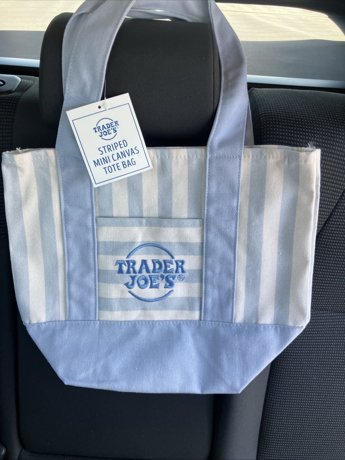 TRADER JOE’S 2026 Mini Stripe Canvas Tote Bag BLUE stripes. NEXT DAY SHIPPING