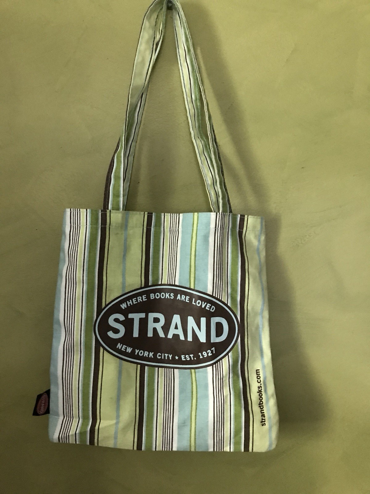 Strand Canvas Striped Reusable Tote Shopping Bag 14x14x4 in, 15 qt