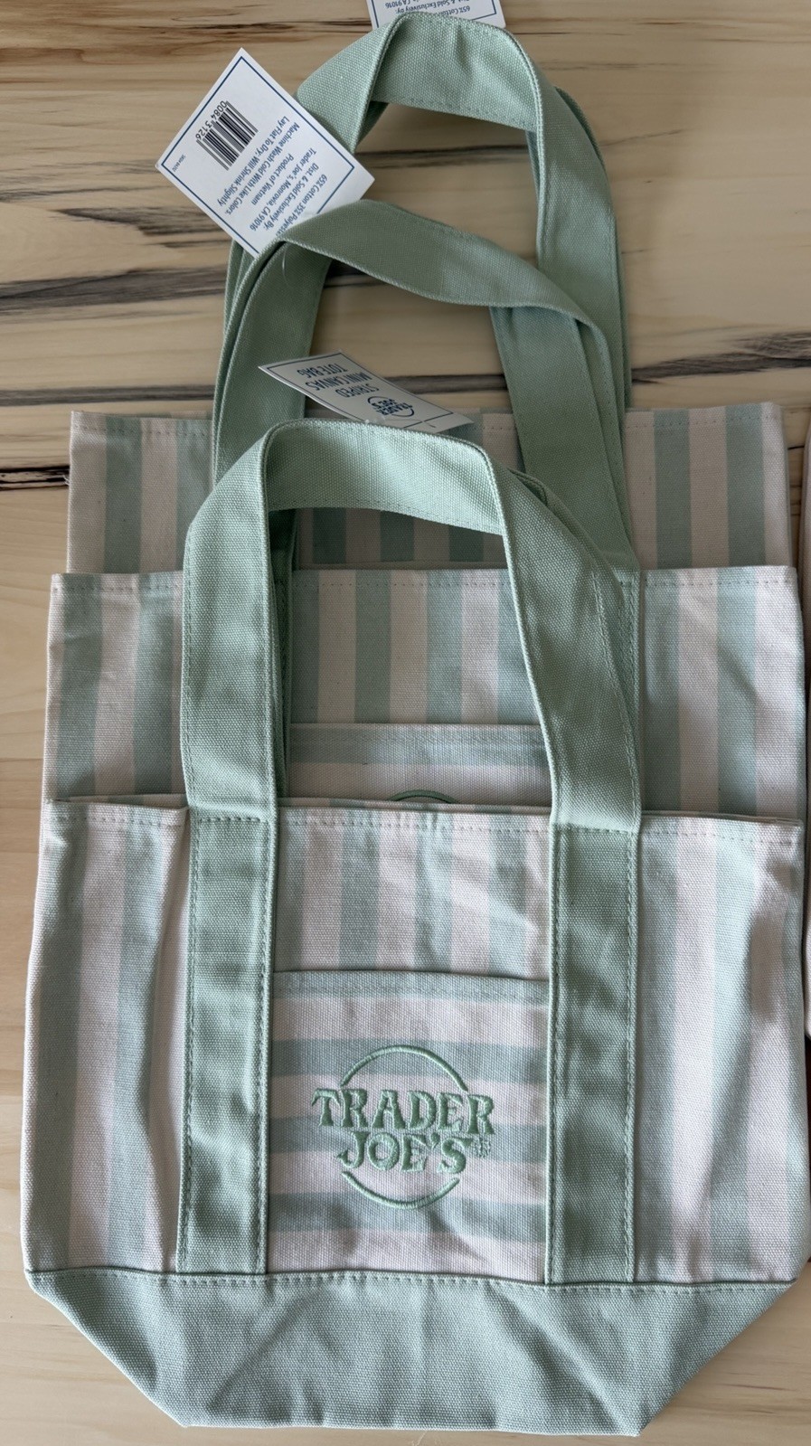 Trader Joe’s Mini Pastel Stripe Canvas Tote Bag Limited Edition Set Of 9