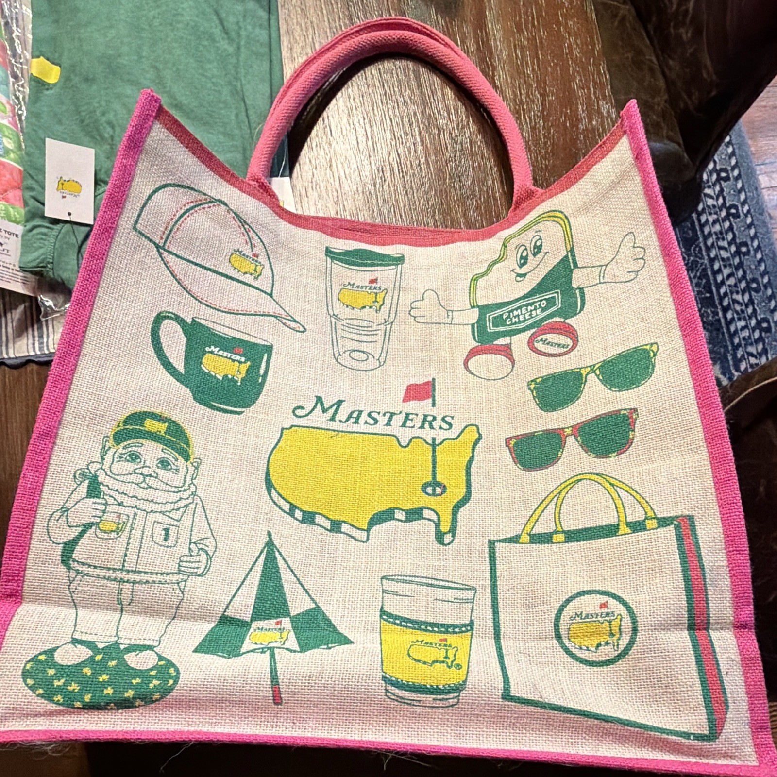 Masters Icon Pink Multi Reusable Jute Large Tote Bag MJB-ICON-PINK