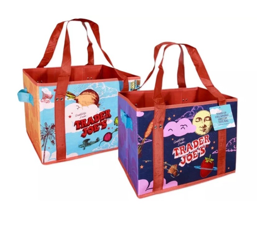 TRADER JOE’S Stand-Up Collapsible Grocery Tote Bag Limited Moon Sky 1 Bag