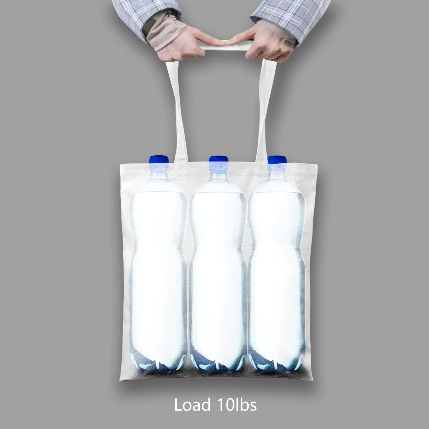 6-Pack Economical 16″x15″ White Cotton Tote Bag, Lightweight Medium Reusable Gro