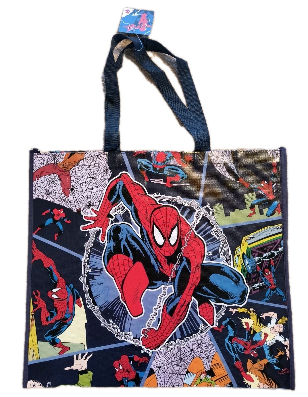 Marvel Spiderman X-Large Blue Reusable Shopping Gift Bag with Handle🆕Free Ship!