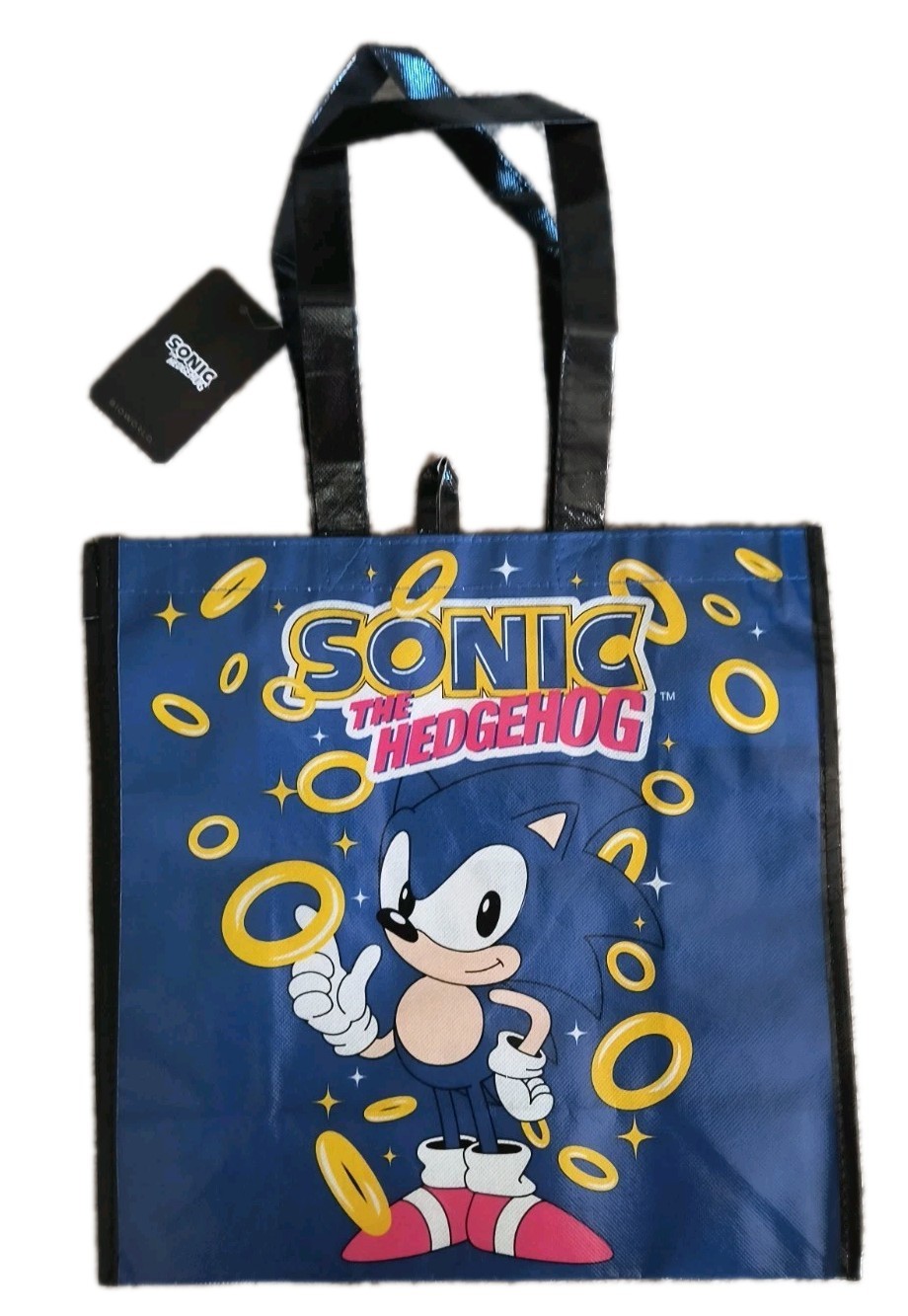 SONIC THE HEDGEHOG Reusable BLUE Jumbo Shopping Gift Bag with Handle New! 🆓Ship
