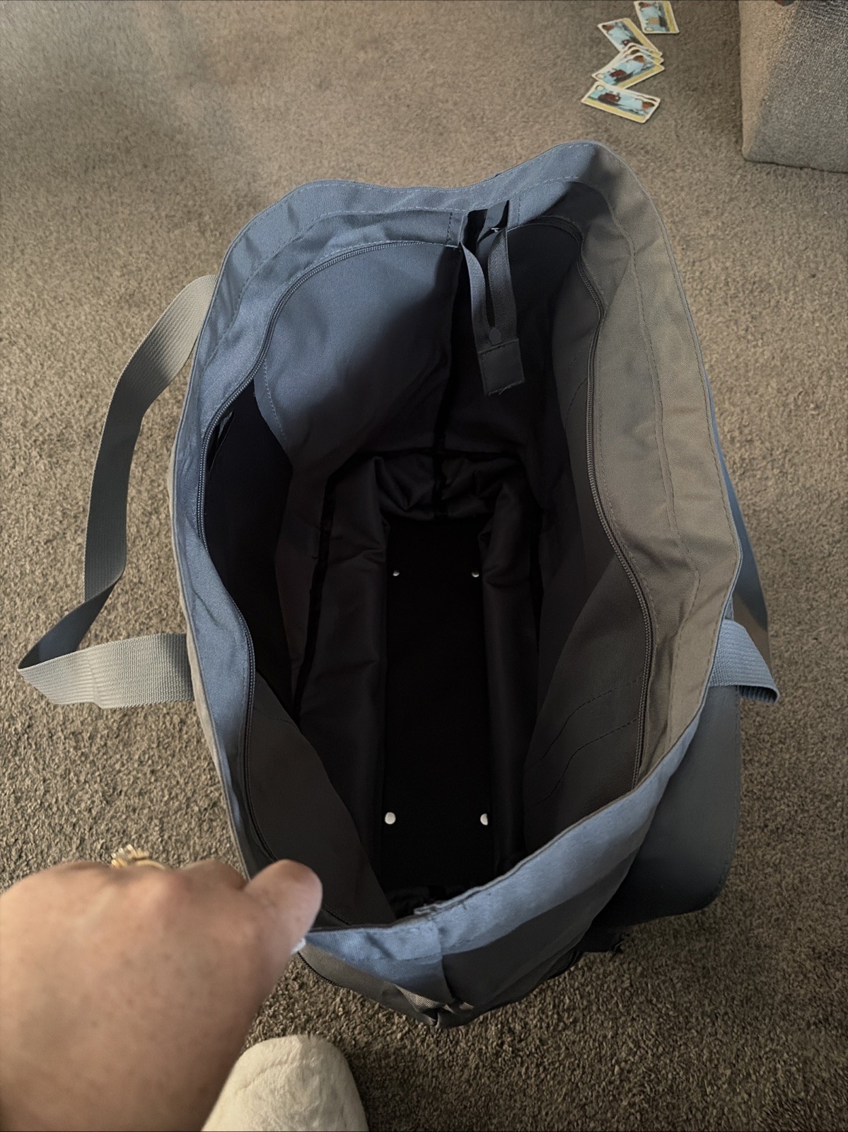 Expanding Grocery Bag On Wheels Vinyl NWOT Gray Light Weight