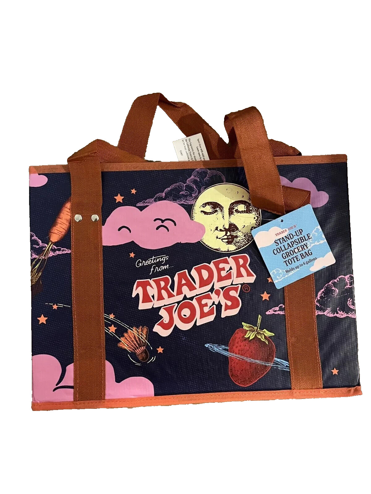2 Pack Trader Joe’s Stand-Up Collapsible Grocery Tote Bag Limited 6 Gal Set NEW