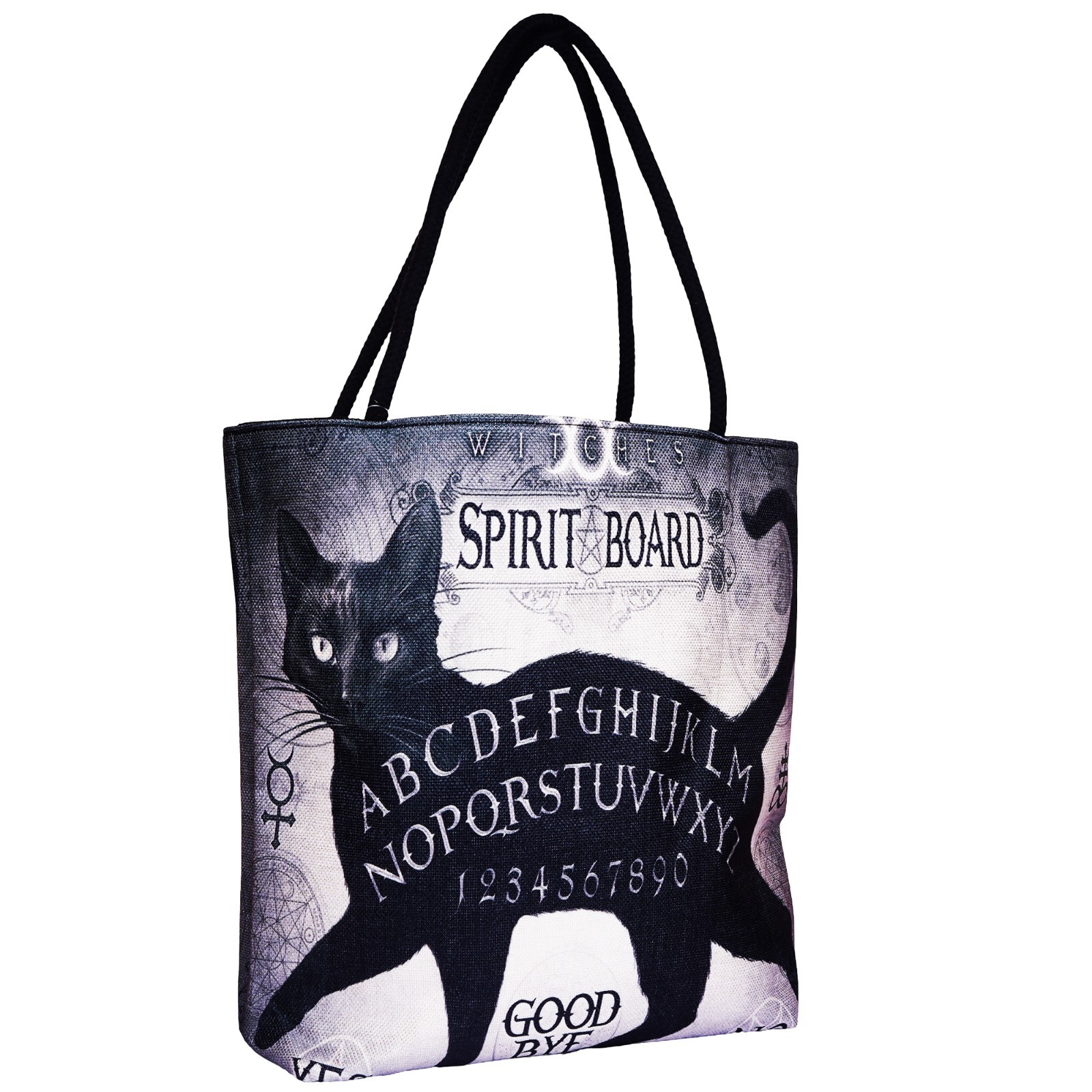 Alchemy Gothic Black Cat Spirit Board Tote Bag – 17 x 15 x 4.5 Inch Shoulder Bag