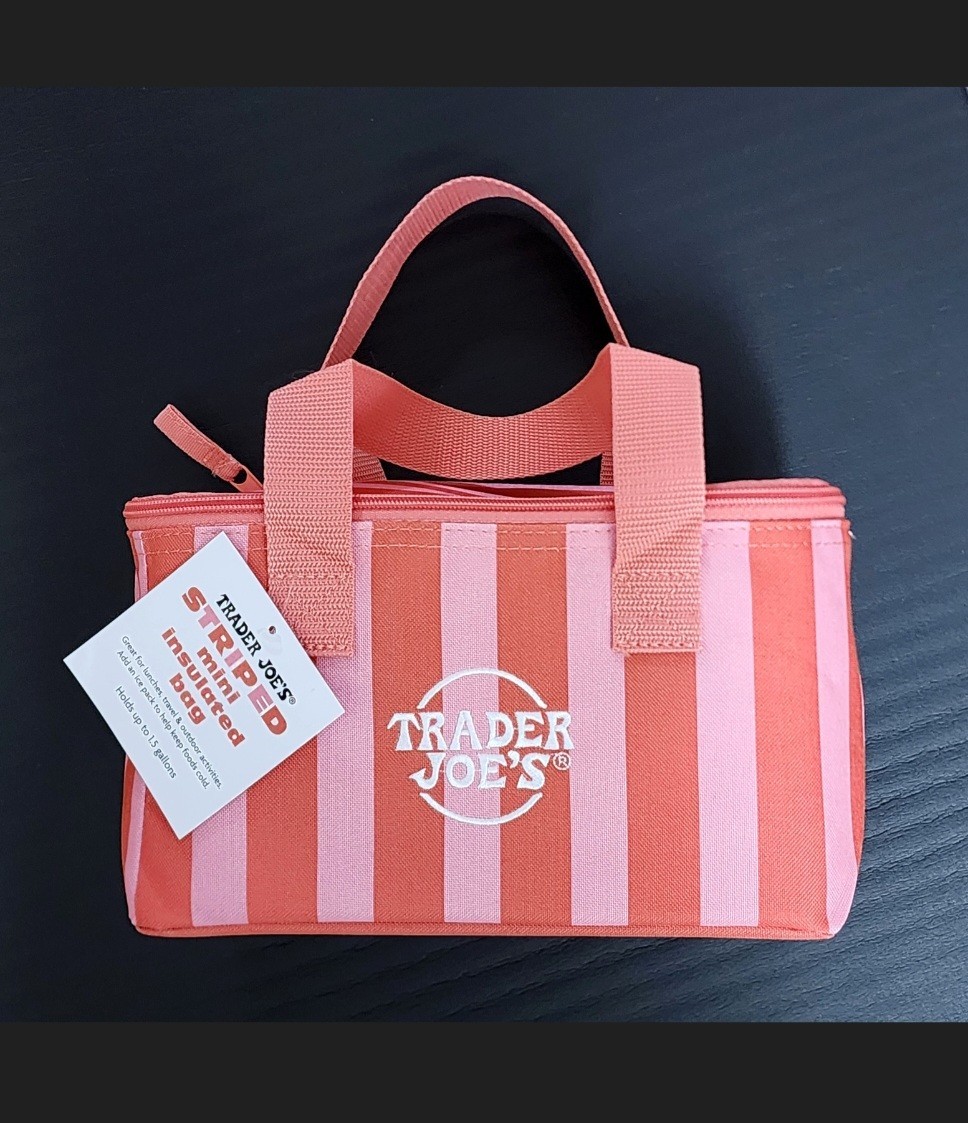 trader joes Orange striped mini insulated bag