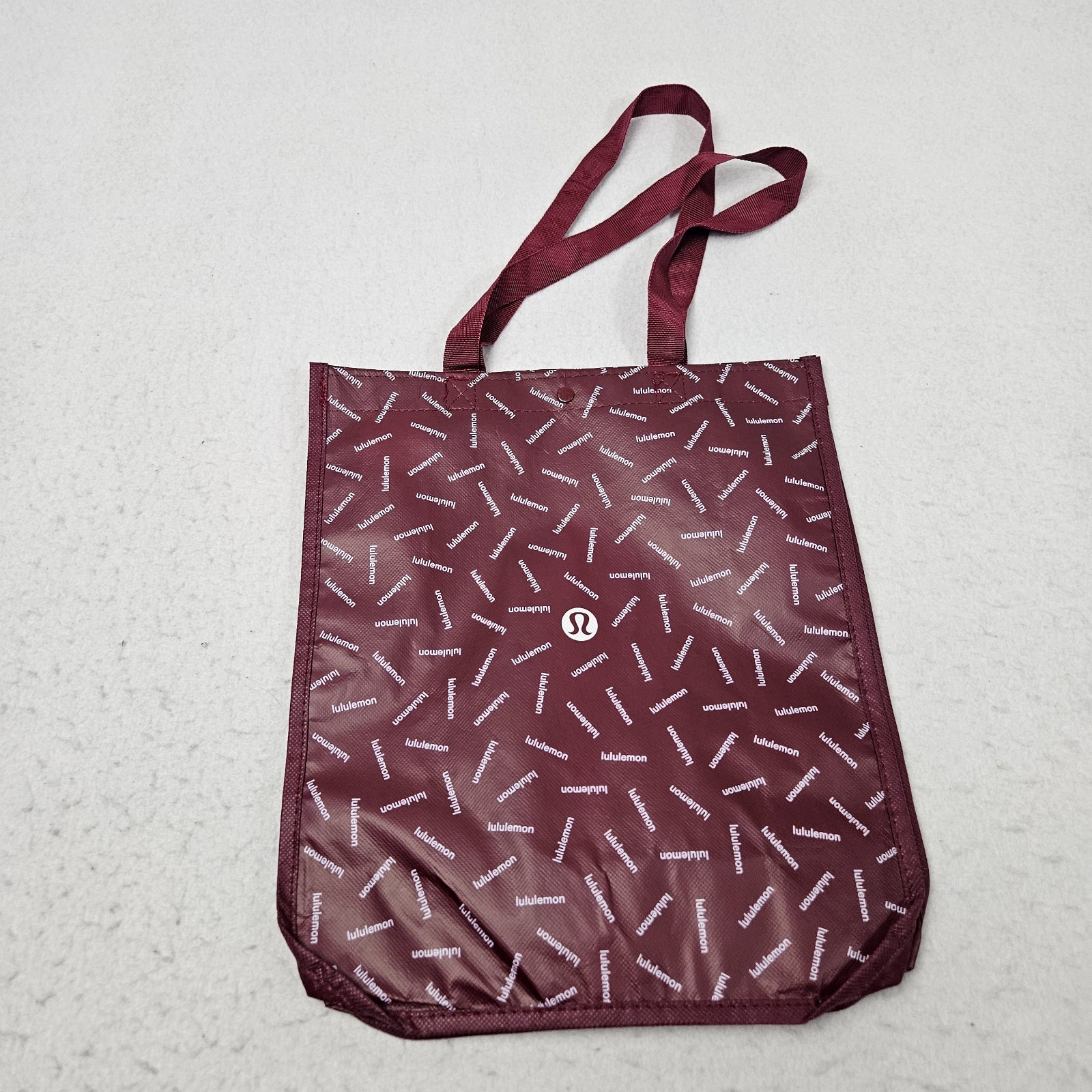 Lululemon Reusable Shopping Bag Red Logos All Over Print Tote Lunch