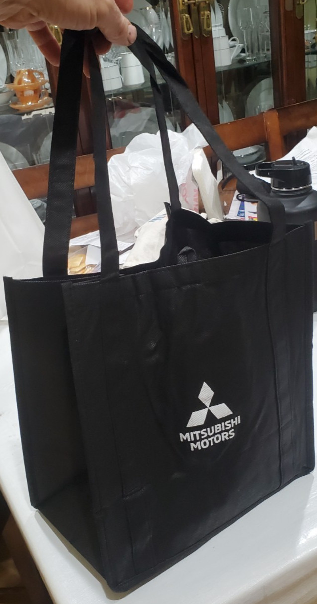 Mitsubishi Motors Dealer Black Promo reusable shopping Bag 12wx7.5″x13h