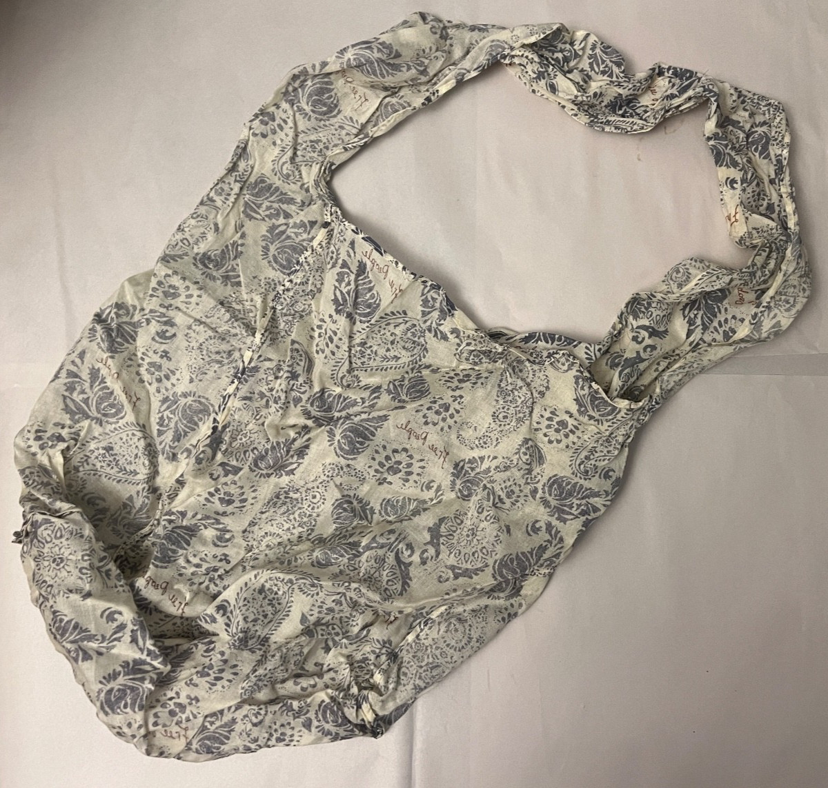 3 X Free People Linen Cloth Lightweight Shopping Bags Gray White Paisley Boho