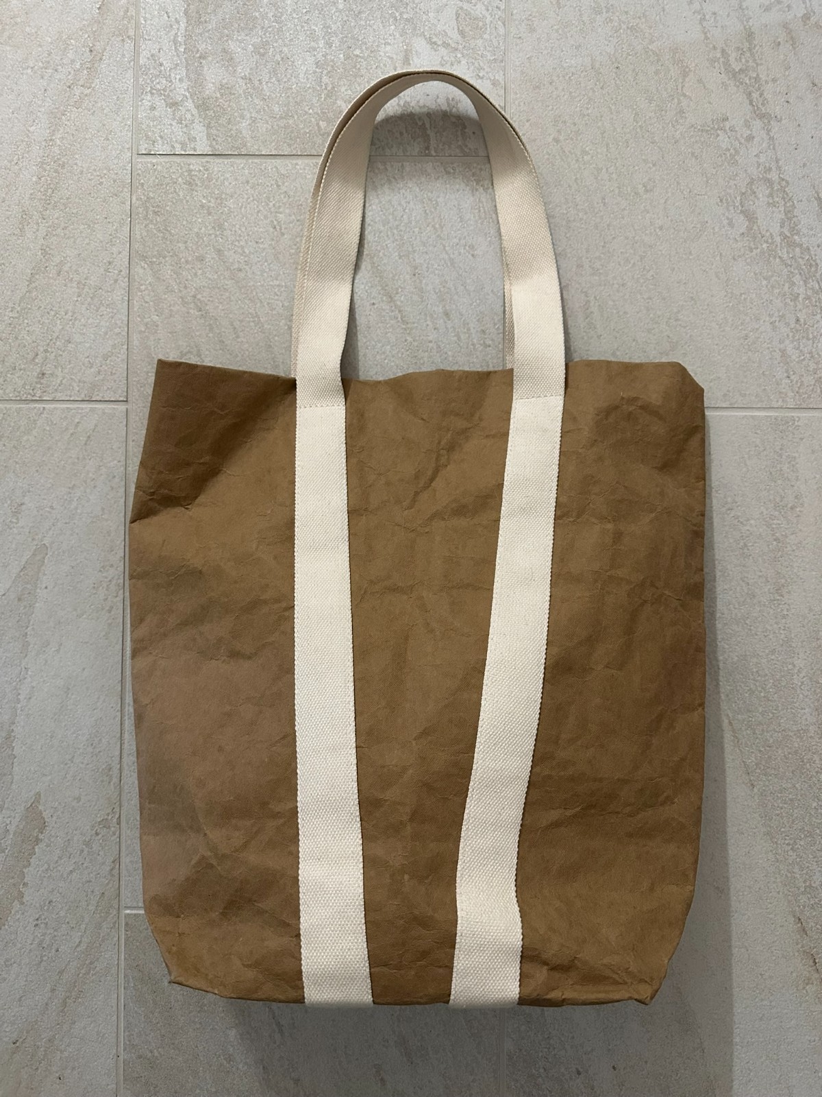Trader Joe’s Reusable Washable Paper Tote Shopping Bag Large IVORY Strap Retired