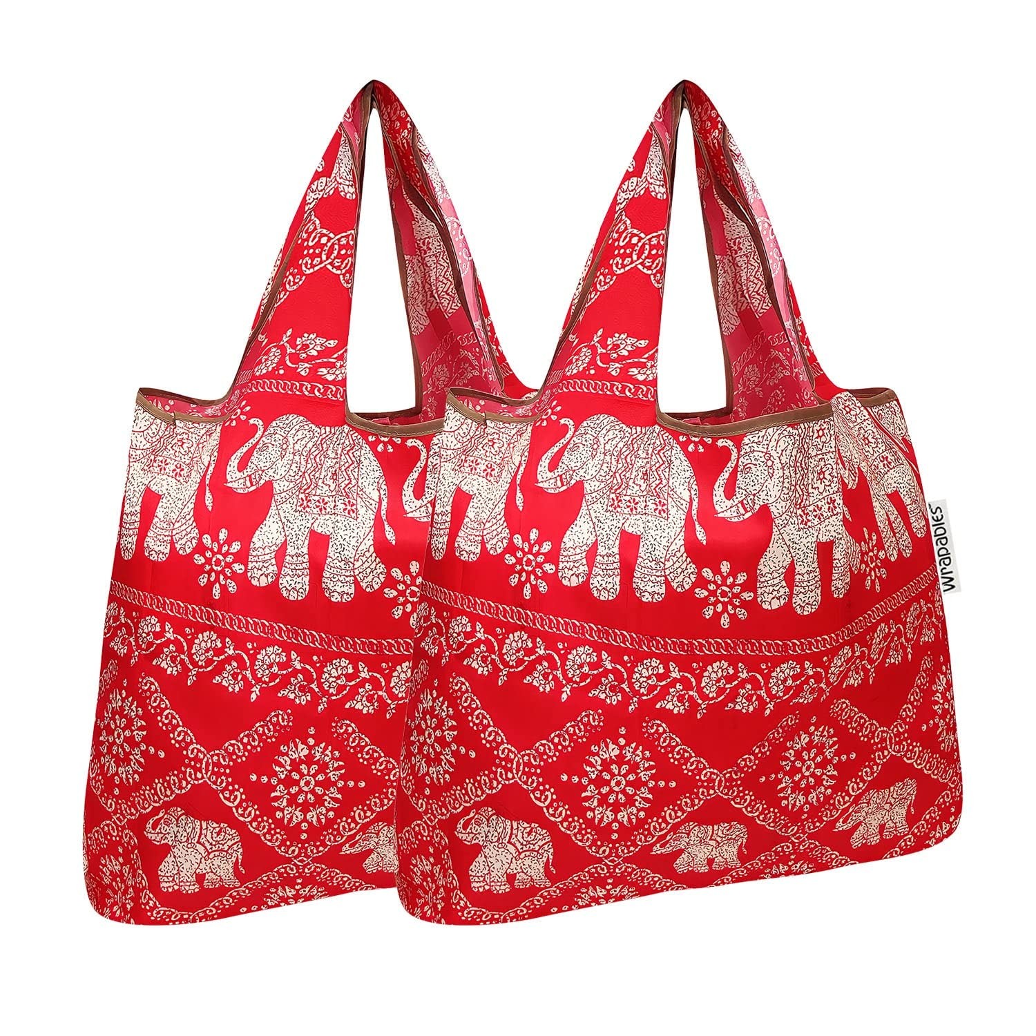 Foldable Tote Nylon Reusable Grocery Bag (Set of 2), Regal Elephants