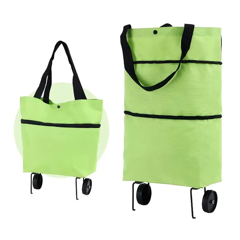 2 in 1 Folding Shopping Bag With Wheels Portable Market Bag Reusable Grocery Bag