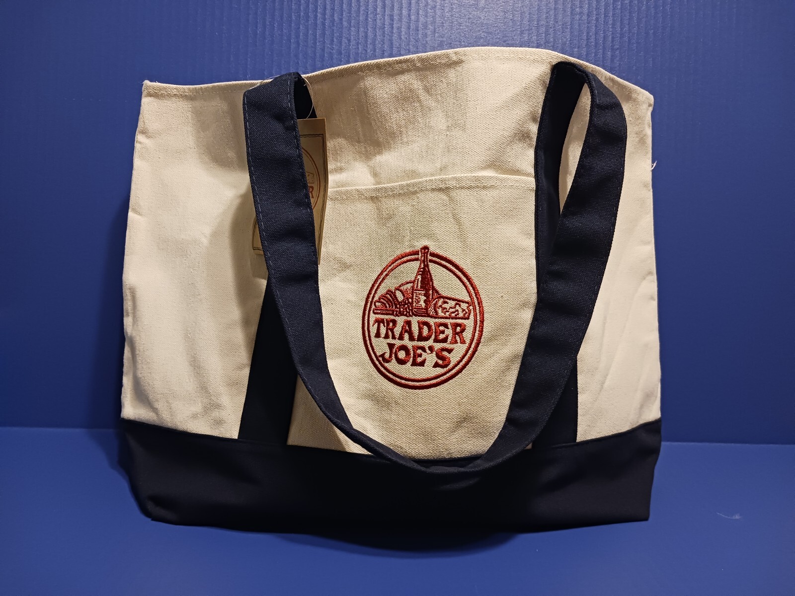 New Trader Joe’s LARGE Canvas Tote Bag | DARK BLUE | Limited 2024