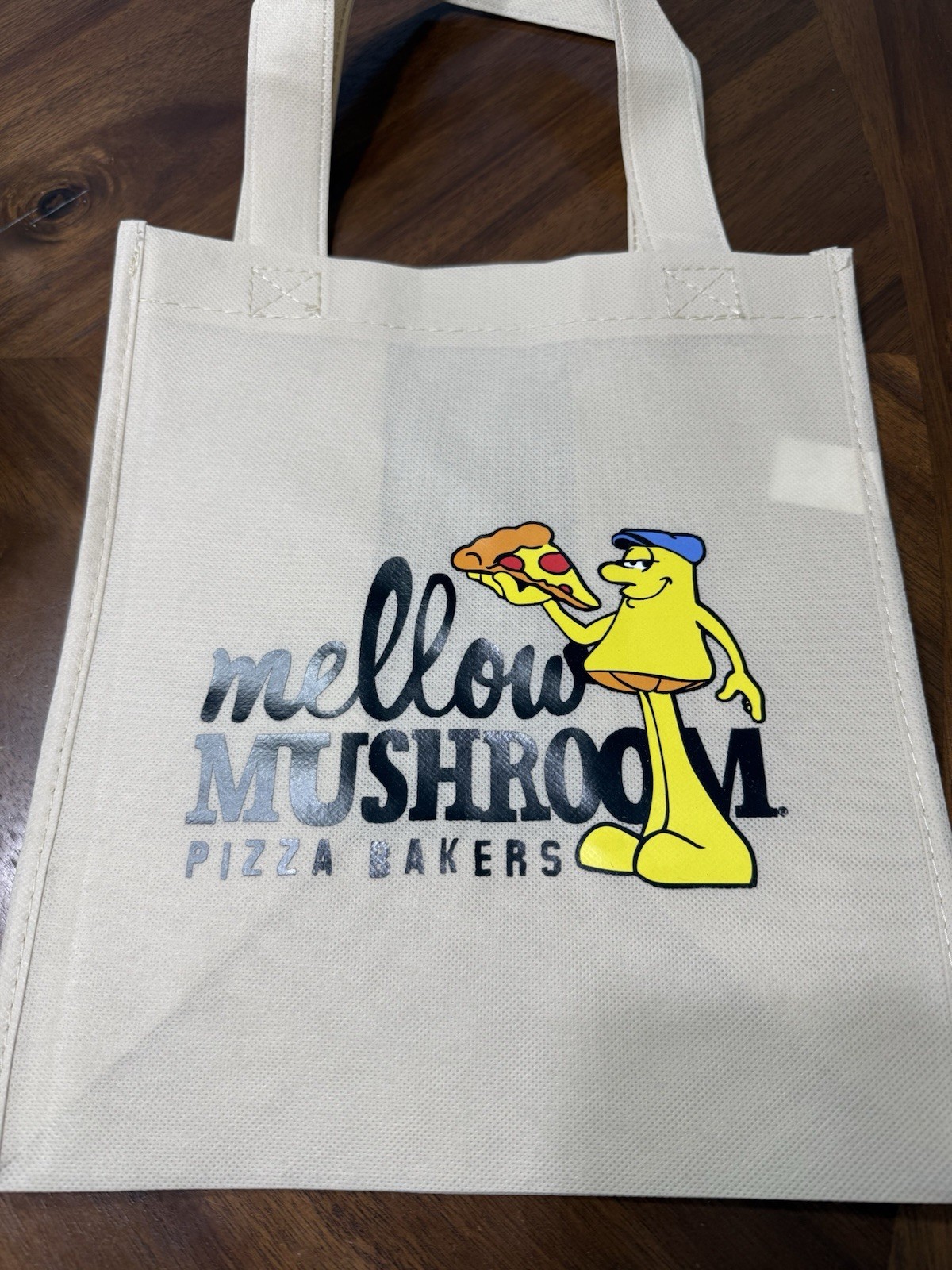 Mellow Mushroom Reusable Grocery shopping bag, Eco friendly 13X10X15