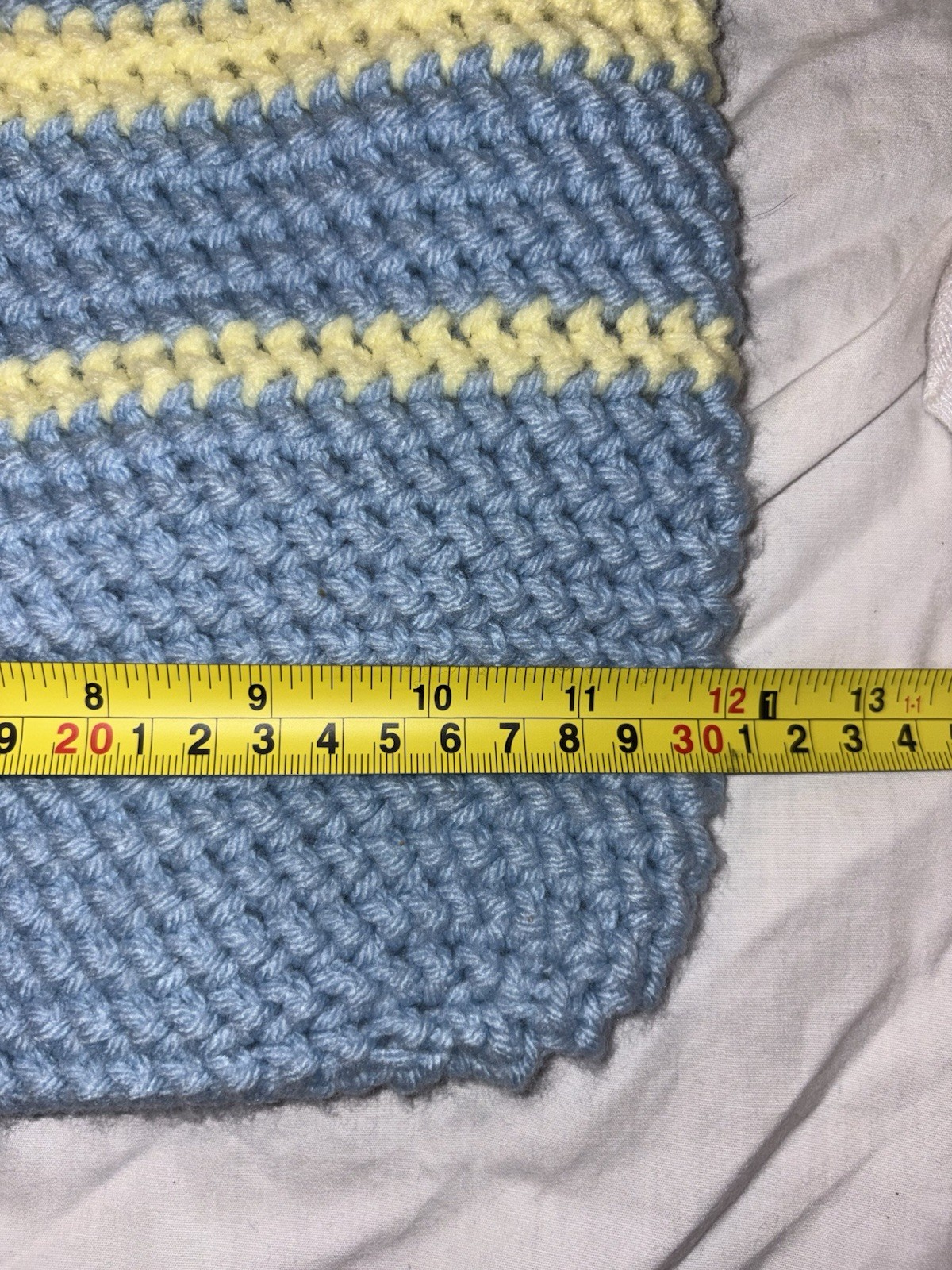 Handmade Reusable Shopping Bag Blue & Yellow Striped 15 in Tall x 12 in