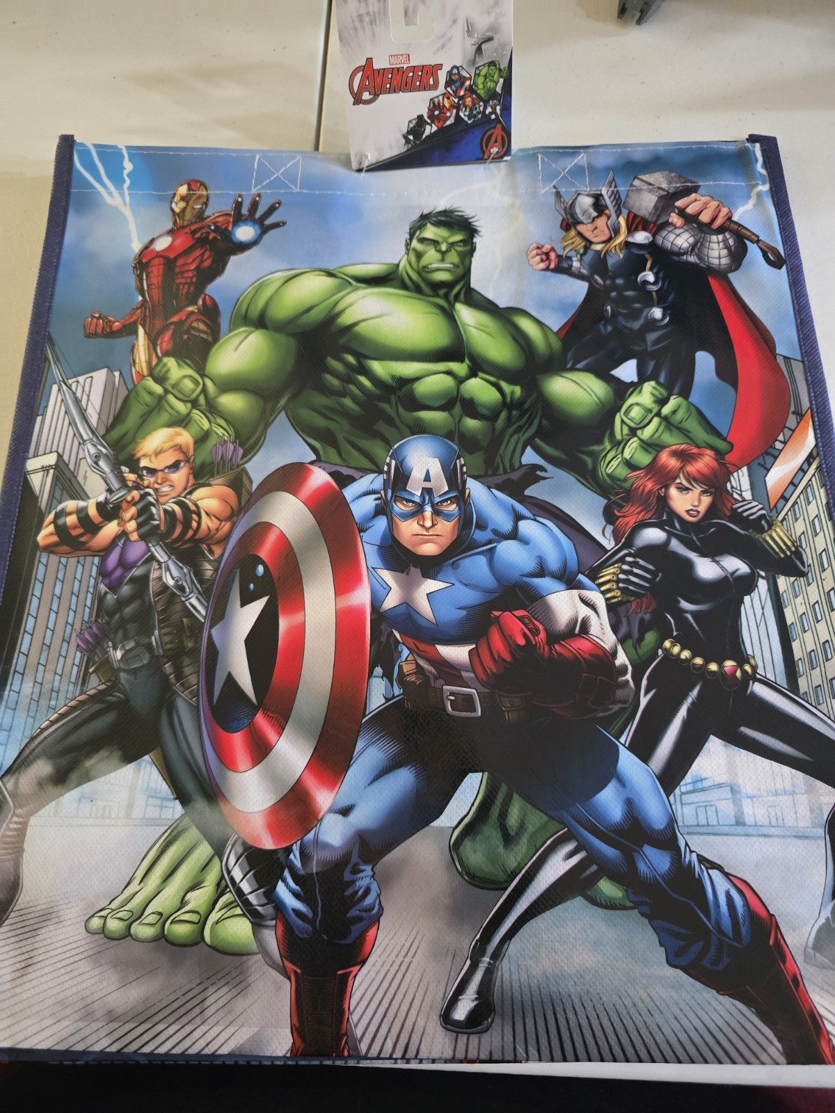 NEW MARVEL AVENGERS HULK THOR HAWKEYE BLACK WIDOW CAPTAIN AMERICA Large Tote Bag