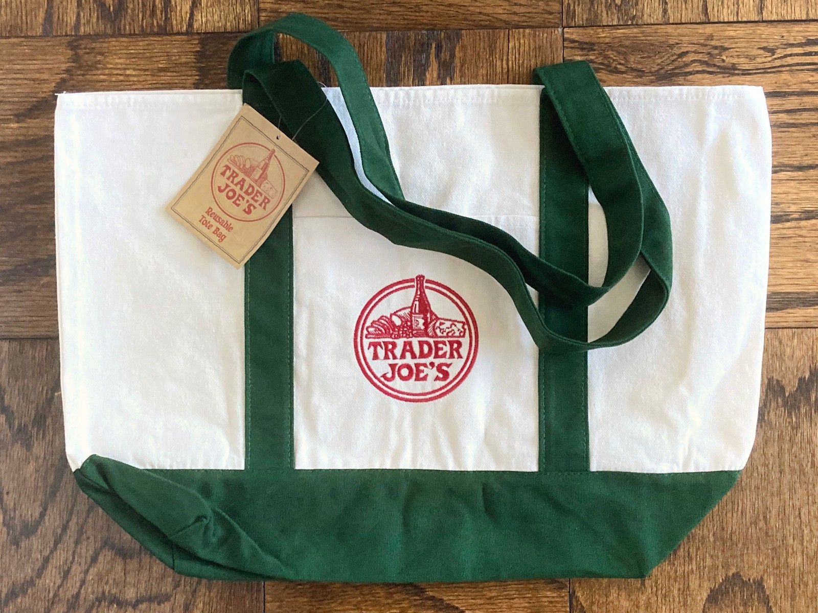 Trader Joe’s Canvas Tote Shopping Bag – LARGE GREEN – (NEW with TAGS!)