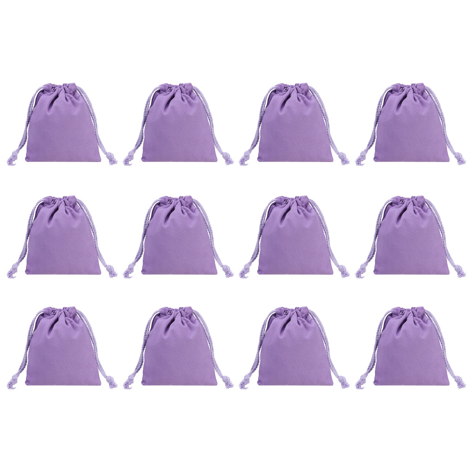 12pcs 100% Cotton Reusable Drawstring Bags, 5×6″ Dust Bags, Purple