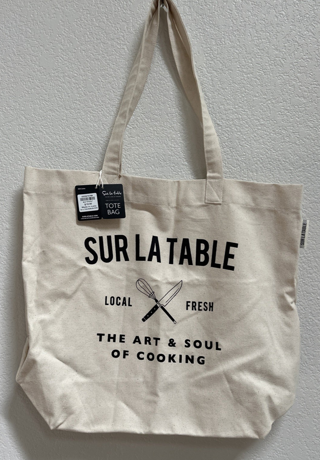 NWT Sur La Table Canvas Cotton Tote Bag Reusable Grocery Bag Farmers Market Bag
