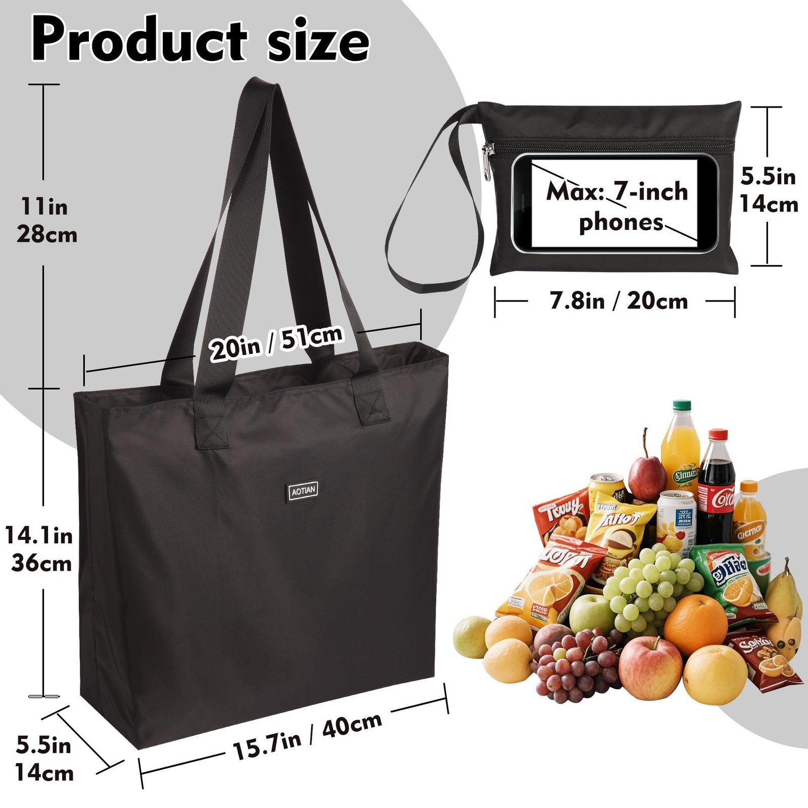 Heavy Duty 20 Liter Reusable Grocery Bags, Thickened Tear-Resistant Polyester…